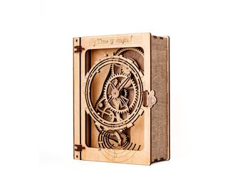 Wooden Mechanical Clock Puzzle Kit – Steampunk Gear Model DIY Challenge for Engineers, Puzzle Enthusiasts, Wall-Mountable Brain Teaser