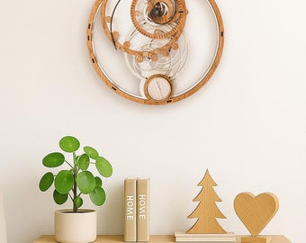Fibonacci Clock 3D Wooden Puzzle - Mechanical Wall Clock Kit - Golden Ratio Home Decor - DIY Wood Craft Assembly Kit - Personalized Gift