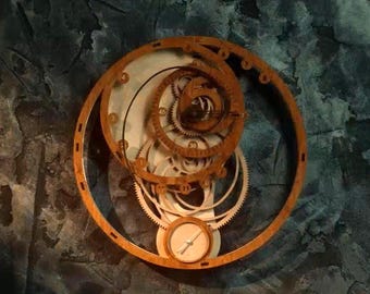 Wooden decor, Fibonacci clock puzzle kit, DIY 3D mechanical model, loft decor, housewarming gift, cozy warm home accent, unique wall clock