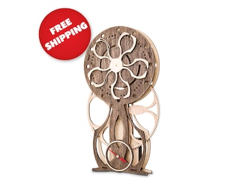 Don Quixote Wooden Clock Puzzle Kit: 3D Mechanical Gear Art