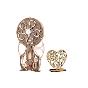 Kit de regalo de madera, kit de rompecabezas 3D DIY, rompecabezas de reloj de madera, reloj funcional, arte de engranajes de madera DIY, kit de manualidades, tarjeta de felicitación personalizada