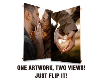 Personalized Dual Image Wood Art – Custom Gift for Him | Unique Wooden Artwork | Meaningful Personalized Decor