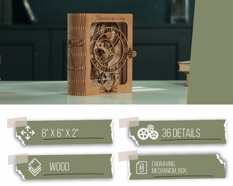 DaVinci Clock wooden puzzle, DIY clock by Sie Honar. 3D Building construction image 7