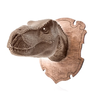 Kit de rompecabezas de pared con cabeza de dinosaurio en 3D, arte de dinosaurio de cartón, trofeo de caza para cuevas, arte de pared único de dinosaurio, rompecabezas navideño