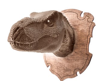 3D Model Dinosaur Head Wall Puzzle DIY Kit, Cardboard Dinosaur Art, Hunting Trophy for Man Cave, Unique Dinosaur Wall Art, Christmas Puzzle