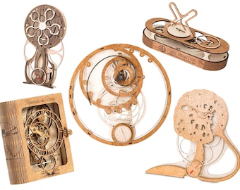 Wood Clock Kit Set: 3D Plywood Puzzle, DIY Craft (Set of 5)