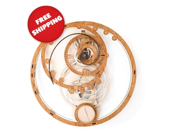 Kit fai da te per orologio in legno Fibonacci: puzzle 3D, orologio meccanico artigianale