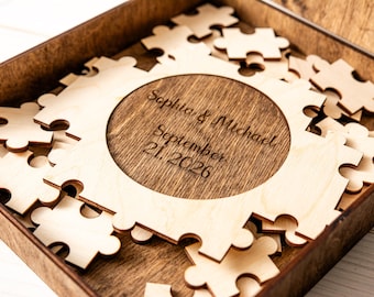 Personalized Wedding Guest Book Puzzle, Wooden Keepsake, Rustic Wedding Decoration, Unique Wedding Alternative Gift