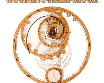 DIY Wooden Clock Puzzle Kit | 10 Unique Models, Craft Your Own Stylish Timepiece with Quartz Mechanism, Plywood Decor, Creative Gift Idea
