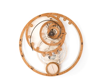 Fibonacci 3D Puzzle DIY Kit Wooden Clock - 3D Building Kit, 7th Anniversary Gift, Wall Art, Gift for Him, Home Decor, Aesthetic Room Decor