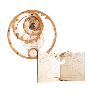 Orologio in legno Fibonacci, kit puzzle 3D, puzzle orologio fai da te, orologio meccanico, orologio in legno astratto, arte murale astratta, biglietto di auguri personalizzato