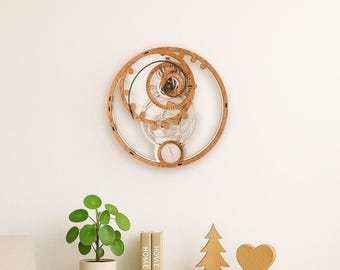 DIY Wooden Gear Clock Kit – Gift for Dad – Puzzle Wall Clock – Working Mechanical Decor – Christmas Gift for Him