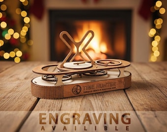Kinetic Wooden Clock DIY Kit Hyperbole | Modern Christmas Gift for Engineer | Mechanical 3D Puzzle for Adults | Desk Decor | Gift for Him
