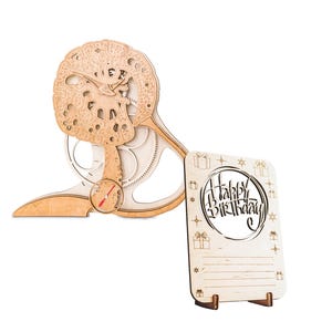 Puzzle 3D en bois avatar, kit d'engrenages en bois à faire soi-même, puzzle mécanique, horloge en bois, constructeur en bois, carte de voeux, cadeau d'anniversaire pour adulte