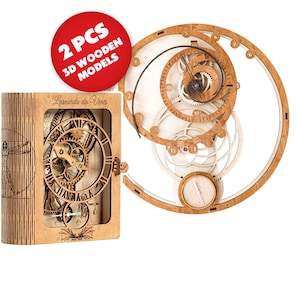 Wooden Clock Puzzle Set, Wood Clock Kit, Adult Puzzle, Mechanical Clock, DIY Clock Family Combo Gift Pack, 3D Building Kit, Gift for Friends