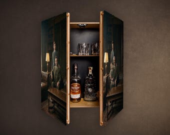 Custom Lenticular Art Bar Cabinet | Personalized Father's Day Gift for Men Who Have Everything