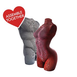 DIY männliche und weibliche Torso Skulptur - 3D Papppuzzle 2er-Set, Basteln für Erwachsene, Romantisches Geschenk, Handgefertigtes Öko-Geschenk für Ihn, Freches Geschenk