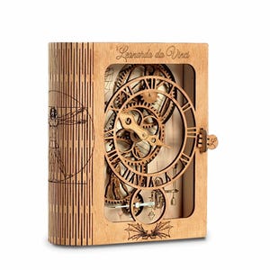 3D Wooden Puzzle, DIY Wooden Clock Kit, DaVinci Silent Clock, Laser Cut Gear Art Puzzle, Unique Wood Clock Decor, DIY Model Kit, Stash Box