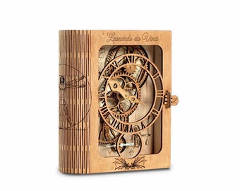 Da Vinci Silent Clock: 3D Wooden Gear Puzzle DIY Kit