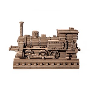 Rompecabezas de tren de vapor: maqueta de locomotora de cartón 3D / Kit de manualidades ecológico para amantes de los trenes / Decoración ferroviaria vintage / Regalo de jubilación para él