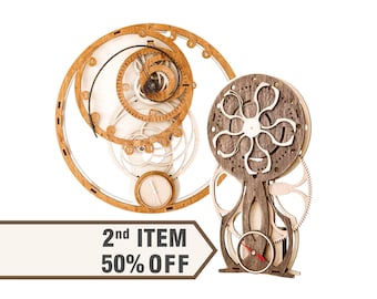 Fibonacci Wooden Clock Puzzle - Get 50% Off for the 2nd item - Gift Set - Woden Gear Buildink Kit - Gift for Friends & Family