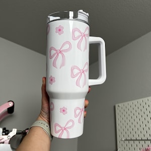Coquette 40oz tumbler, Girly Coquette quencher, Coquette Bows custom tumbler