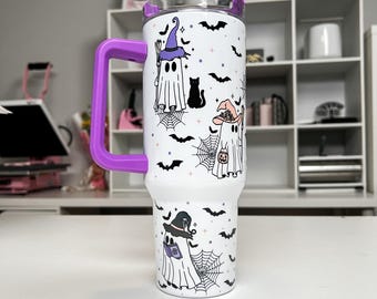 Vaso de 40 oz con fantasmas espeluznantes, vaso para enfriar fantasmas de Halloween, vaso personalizado de fantasmas