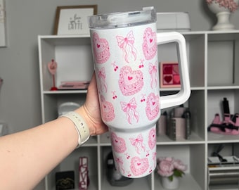 Bicchiere termico Coquette Cake: dissetante rosa da 40 oz (1,2 litri)