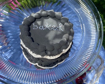 Fake Cake Stash Jar | Vintage Cake Black and White Coquette | Baked |