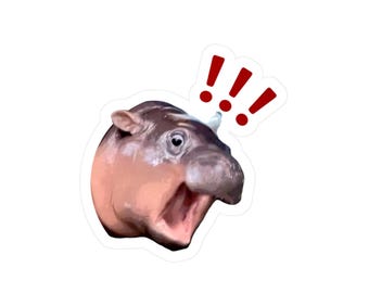 Moo Deng AAH Hippo Vinyl Sticker, Funny Meme Decal