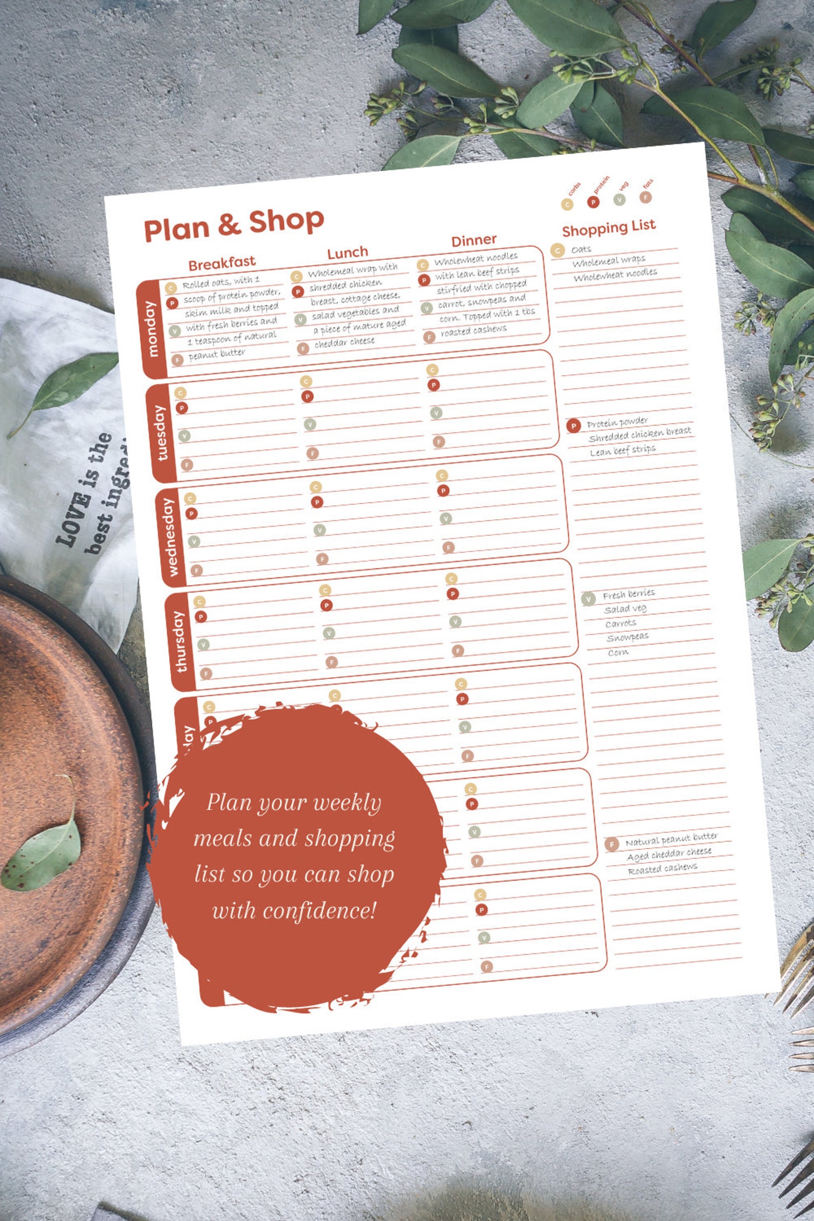 Menu Planner Guide Weekly Meal Planner and Grocery List Printable | Healthy Balanced Meal ...