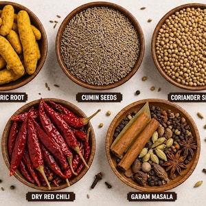 Whole Indian Spices | Turmeric Root, Cumin Seeds, Coriander Seeds, Dry Red Chili, Garam Masala | Kitchen Spices Bulk & Retail