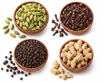 Whole Spices: Cardamom, Clove, Black Pepper, Dry Ginger | Cooking & Tea Blends
