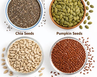 Healthy Seeds Selection | Sunflower, Pumpkin, Chia & Flax Seeds | Super Seed Mix for Smoothies, Baking and Snacks