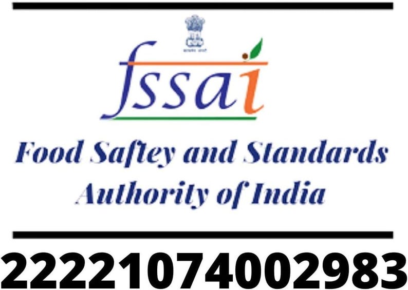 Puede incluir: Imagen del logotipo de la FSSAI, con el texto "Food Safety and Standards Authority of India" y un largo c&oacute;digo num&eacute;rico en la parte inferior. El logotipo presenta un dise&ntilde;o estilizado con elementos naranjas, verdes y azules.