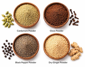 Ground Cardamom, Clove, Black Pepper, Dry Ginger Powders | Kitchen Cooking Spices