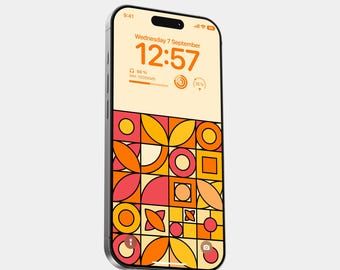 Retro Geometric iPhone Wallpaper | Colorful Pattern (Digital Download)