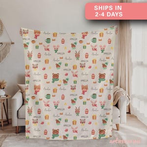 Personalized bear baby blanket,custom name newborn gift,personalized baby shower gift,stroller blanket,nursery decor,christmas gift for kids