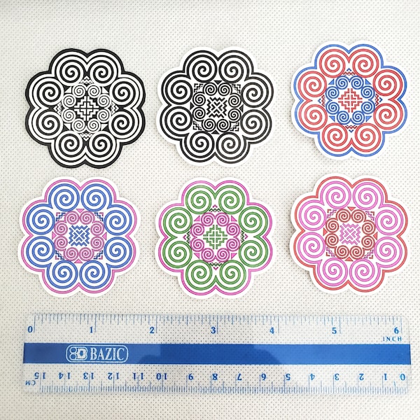 Hmong Pattern Vinyl Stickers - 4 Hmong Designs