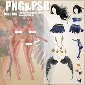 Body Base001 | Body Base PSD | Female Body | Base | Unrigged | Custom Character Base | Customizable Doll