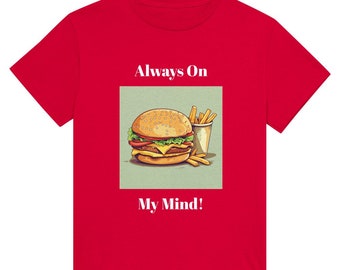 Hamburger und Pommes Schwergewicht Unisex T-Shirt mit Rundhalsausschnitt