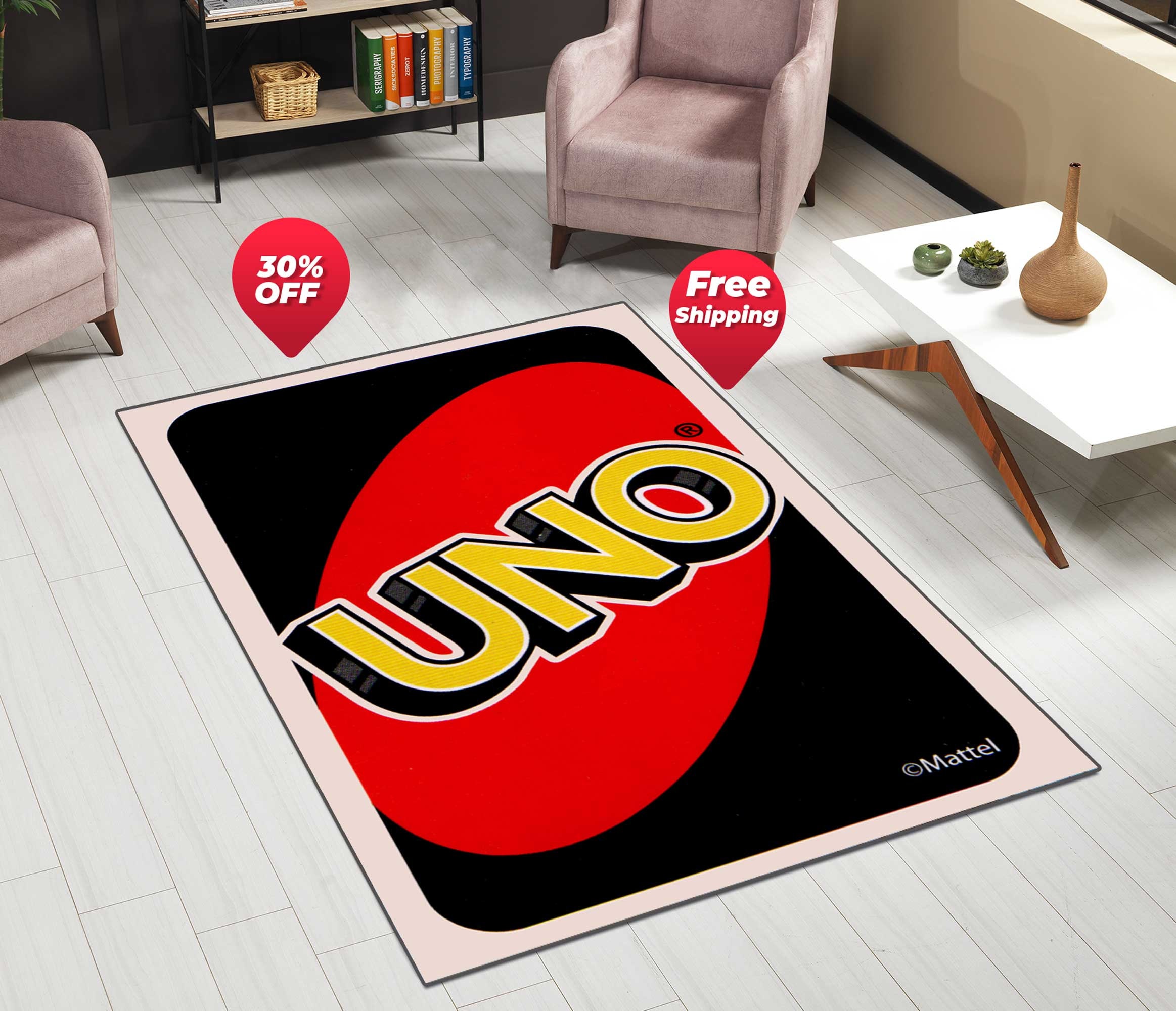 Purple UNO Reverse Card - Non-slip Floor Mats - Fluffy Runner Rug for all  Rooms