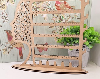 Wooden Jewellery Display Stand, Natural wood Earring Holder for Craft Fairs, Large Plywood Jewellery Holder for Studs, Bracelets, Necklaces