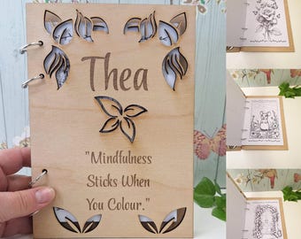 Replaceable Wooden Notebook Stickers – Mindful Colouring Stickers for Adults, Eco-Friendly Sustainable Stationery Garden Journaling Gift