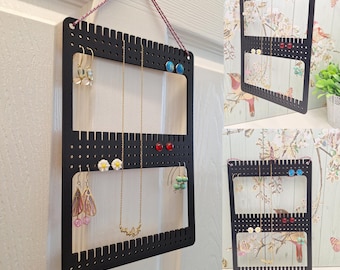 Hanging Jewelry Organizer: Wardrobe & Wall Mount Earring Necklace Holder