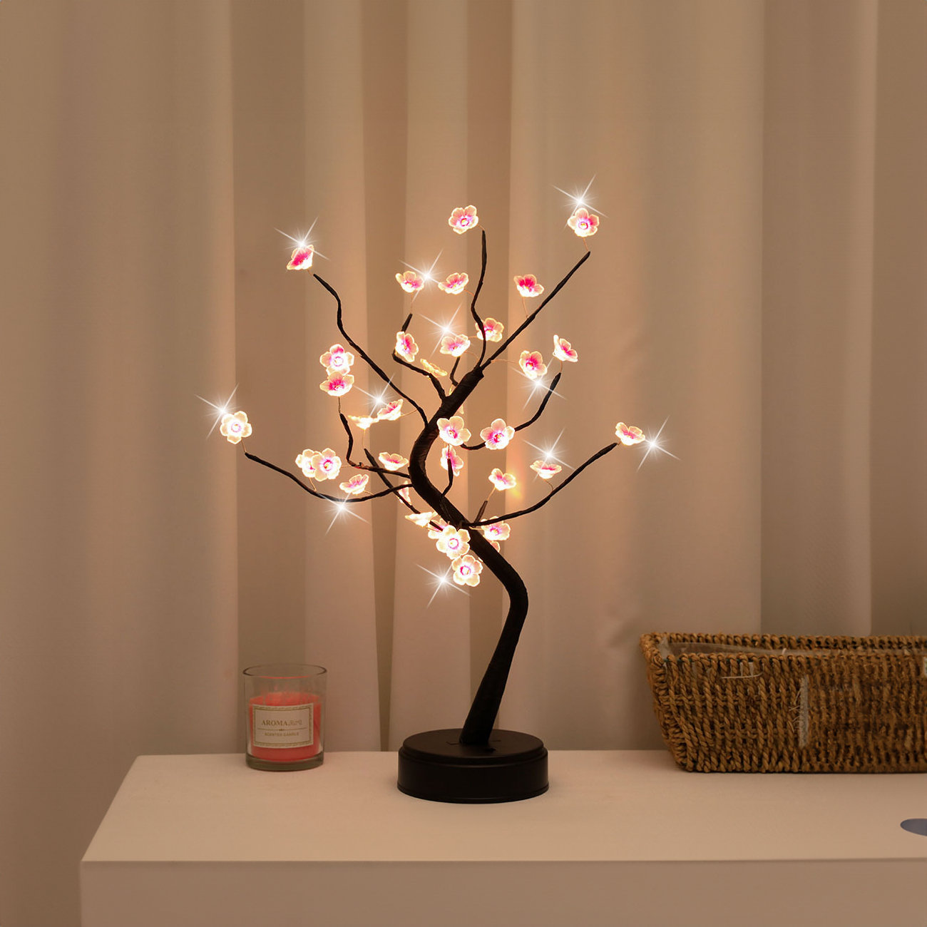 Tabletop Bonsai Tree Light with 72 LED Lights, USB/Battery Touch Switch  Fairy Light with Flower Leaves, Artificial Lighted Tree Lamp for Living  Room