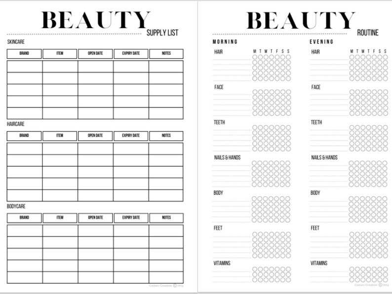 BEAUTIFY | Beauty Planner | Printable and PDF Fillable | Stylish Design ...