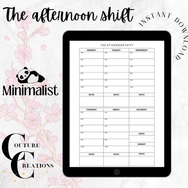 MINIMALIST | Daily Planner | Printable and PDF Fillable | Afternoon Appointments | Minimal Planner | Week in View | Appointments |