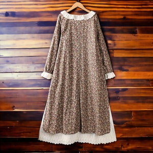 Long-Sleeved A-Line Dress Ruffled Cotton Clothing Women's Loose Apparel zdjęcie 5