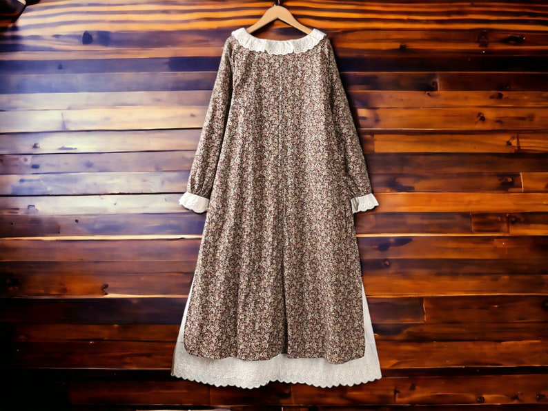 Long-Sleeved A-Line Dress Ruffled Cotton Clothing Women's Loose Apparel zdjęcie 5